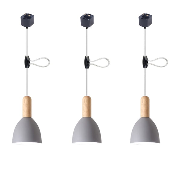 JLOWCO Adjustable H Track Pendant Lighting 3 Pack Living Room Modern Pendant Led Lighting Fixtures Ceiling Gray Mini Pendant Lights for Kitchen Island (LED Bulb Include)
