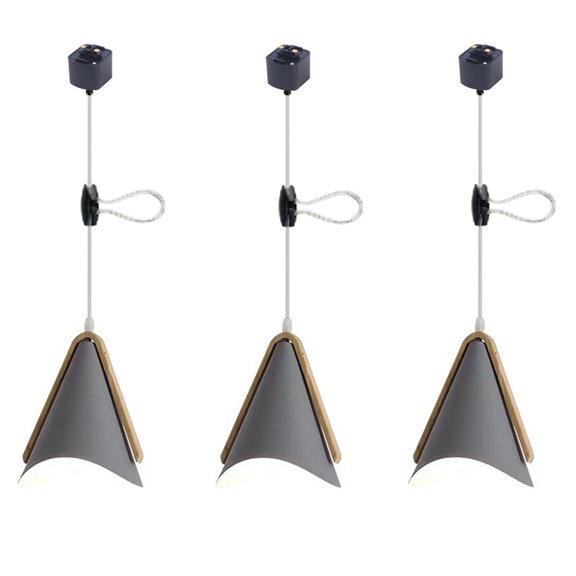 JLOWCO Adjustable H Track Pendant Lighting 3 Pack Living Room Modern Pendant Led Lighting Fixtures Ceiling Island Hanging Pendant Light Gray (LED Bulb Include)