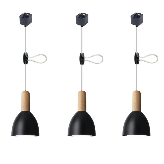 JLOWCO Adjustable H Track Pendant Lighting 3 Pack Living Room Modern Pendant Led Lighting Fixtures Ceiling Pendant Lights Kitchen Island Black (LED Bulb Include)