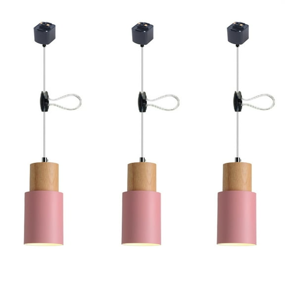 JLOWCO Adjustable H Track Pendant Lighting 3 Pack Living Room Modern Pendant Led Lighting Fixtures Ceiling Pink Dining Lights Above Dining Table (LED Bulb Include)