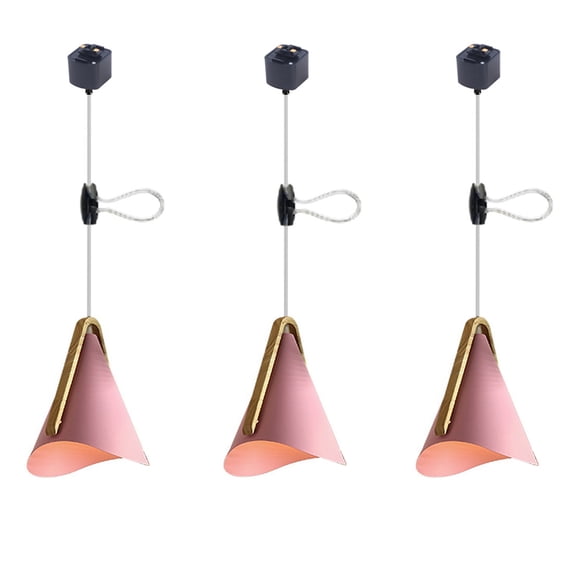 JLOWCO Adjustable H Track Pendant Lighting 3 Pack Living Room Modern Pendant Led Lighting Fixtures Ceiling Pink Light Pendants for Kitchen Island (LED Bulb Include)