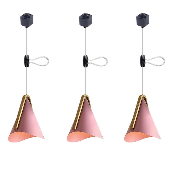 JLOWCO Adjustable H Track Pendant Lighting 3 Pack Living Room Modern Pendant Led Lighting Fixtures Ceiling Pink Light Pendants for Kitchen Island (LED Bulb Include)
