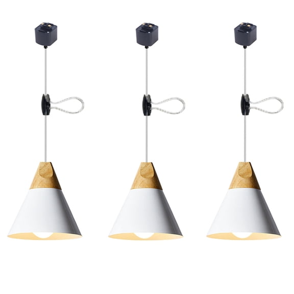 JLOWCO Adjustable H Track Pendant Lighting 3 Pack Living Room Modern Pendant Led Lighting Fixtures Ceiling Rustic Pendant Lights Kitchen Island White (LED Bulb Include)