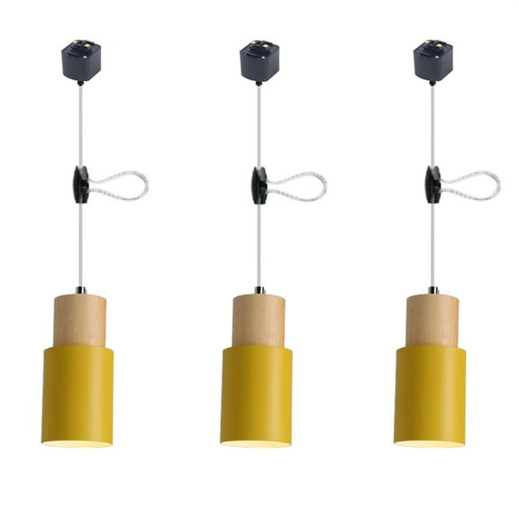 JLOWCO Adjustable H Track Pendant Lighting 3 Pack Living Room Modern Pendant Led Lighting Fixtures Ceiling Small Yellow Kitchen Pendant Lights (LED Bulb Include)