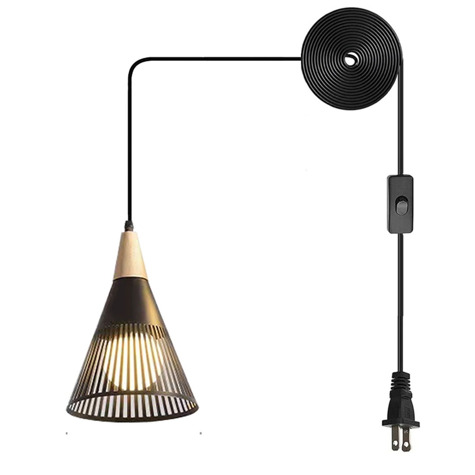 JLOWCO Farmhouse Corded Hanging Light Fixture Plug in Light Socket Modern Pendant Lights Kitchen Island Lighting Farmhouse Kitchen Lighting Black (LED Bulb Include)