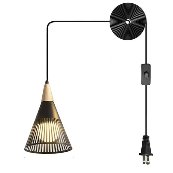 JLOWCO Farmhouse Corded Hanging Light Fixture Plug in Light Socket Modern Pendant Lights Kitchen Island Lighting Farmhouse Kitchen Lighting Black (LED Bulb Include)