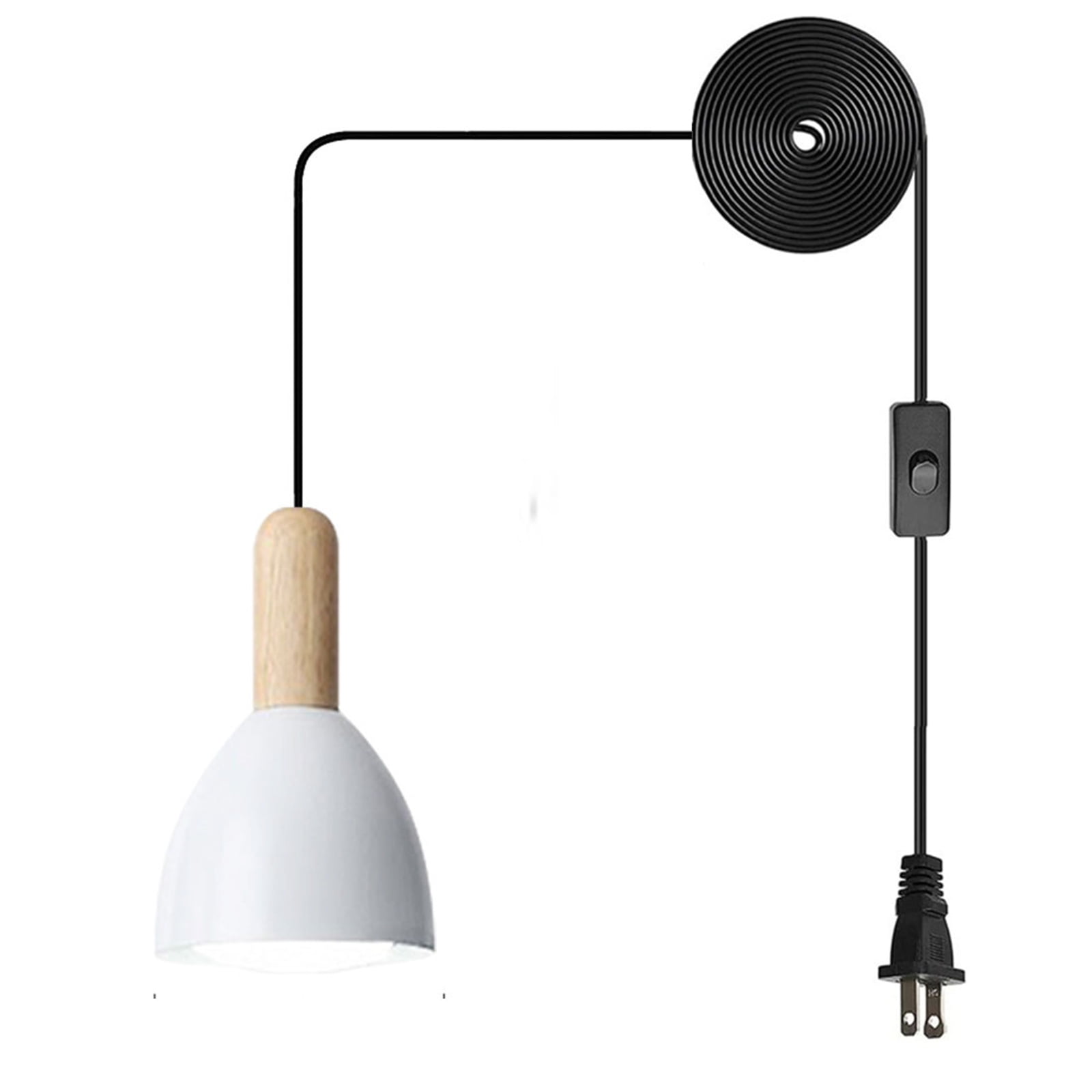 JLOWCO Farmhouse Corded Hanging Light Fixture Plug in Light Socket Modern Pendant Lights Kitchen Island Lighting White Island Pendant Lights for Kitchen (LED Bulb Include)