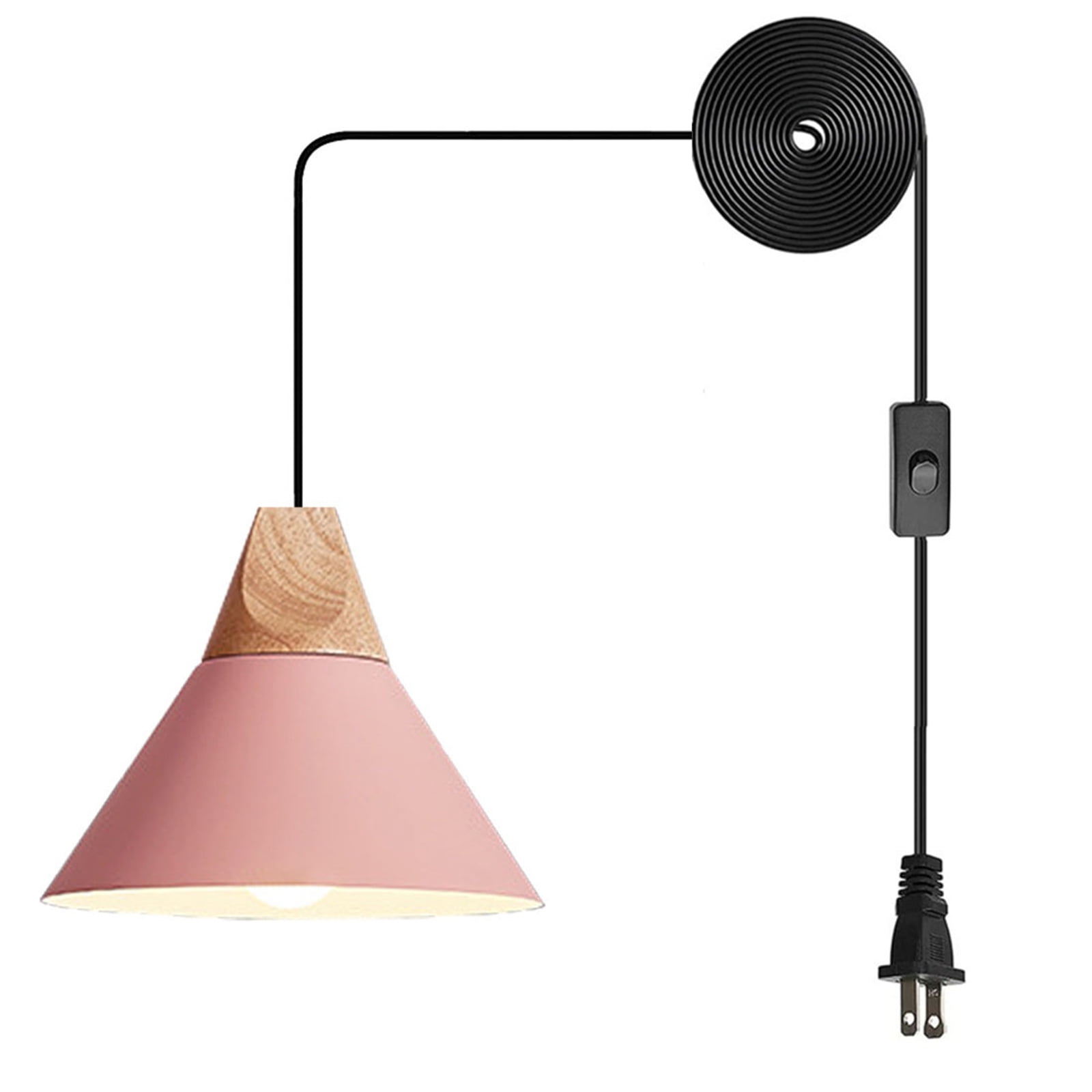 JLOWCO Led Hanging Lights with Plug in Cord,modern Pendant Lights Kitchen Island Lighting Ceiling Bathroom Light Fixtures Pink (LED Bulb Include)