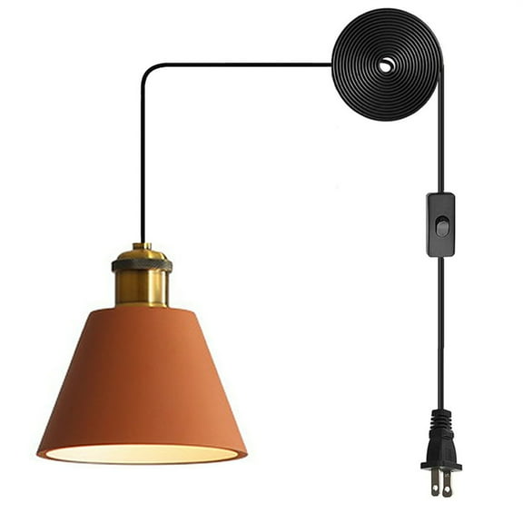 JLOWCO Led Hanging Lights with Plug in Cord,modern Pendant Lights Kitchen Island Lighting Orange Light Fixture Dining Room (LED Bulb Include)