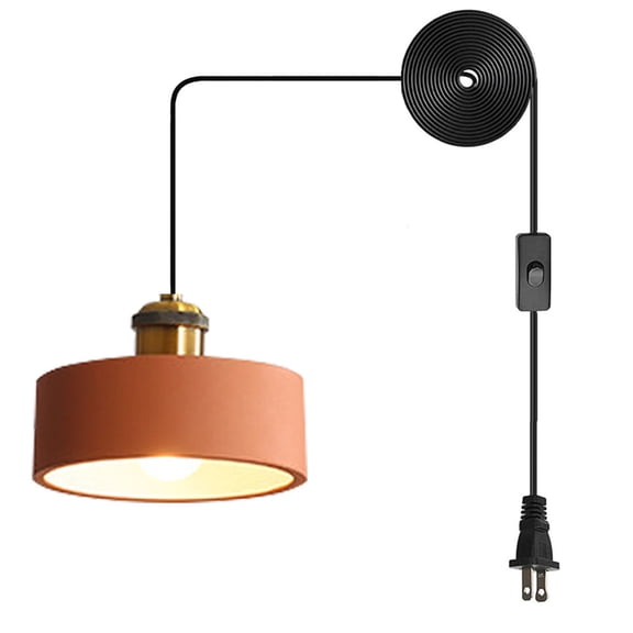 JLOWCO Led Hanging Lights with Plug in Cord,modern Pendant Lights Kitchen Island Lighting Orange Pendant Lighting Over the Sink (LED Bulb Include)