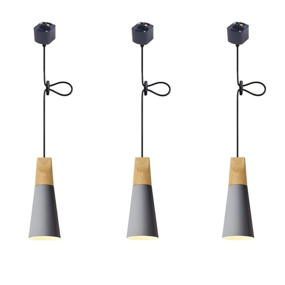 JLOWCO Modern Adjustable Height H Track Pendant Lighting for Kitchen Island 3 Pack Light Fixture Dining RoomGray Modern Pendant Light Fixtures (LED Bulb Include)