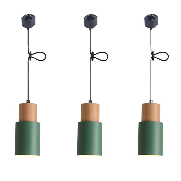 JLOWCO Modern Adjustable Height H Track Pendant Lighting for Kitchen Island 3 Pack Light Fixture Dining RoomGreen Pendant Lighting for Kitchen (LED Bulb Include)