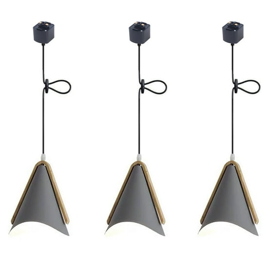 JLOWCO Modern Adjustable Height H Track Pendant Lighting for Kitchen Island 3 Pack Light Fixture Dining RoomIsland Hanging Pendant Light Gray (LED Bulb Include)