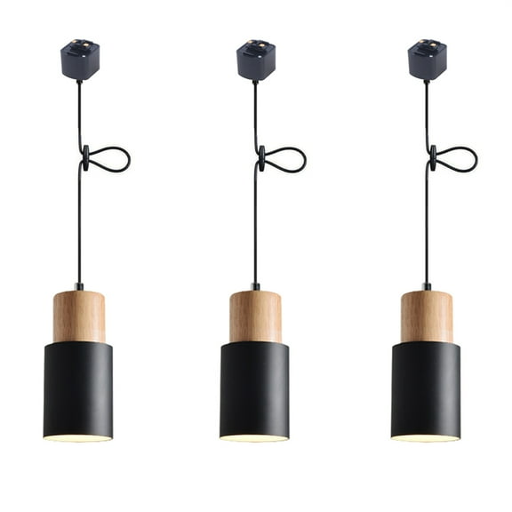 JLOWCO Modern Adjustable Height H Track Pendant Lighting for Kitchen Island 3 Pack Light Fixture Dining RoomMini Black Lights for Kitchen Island (LED Bulb Include)