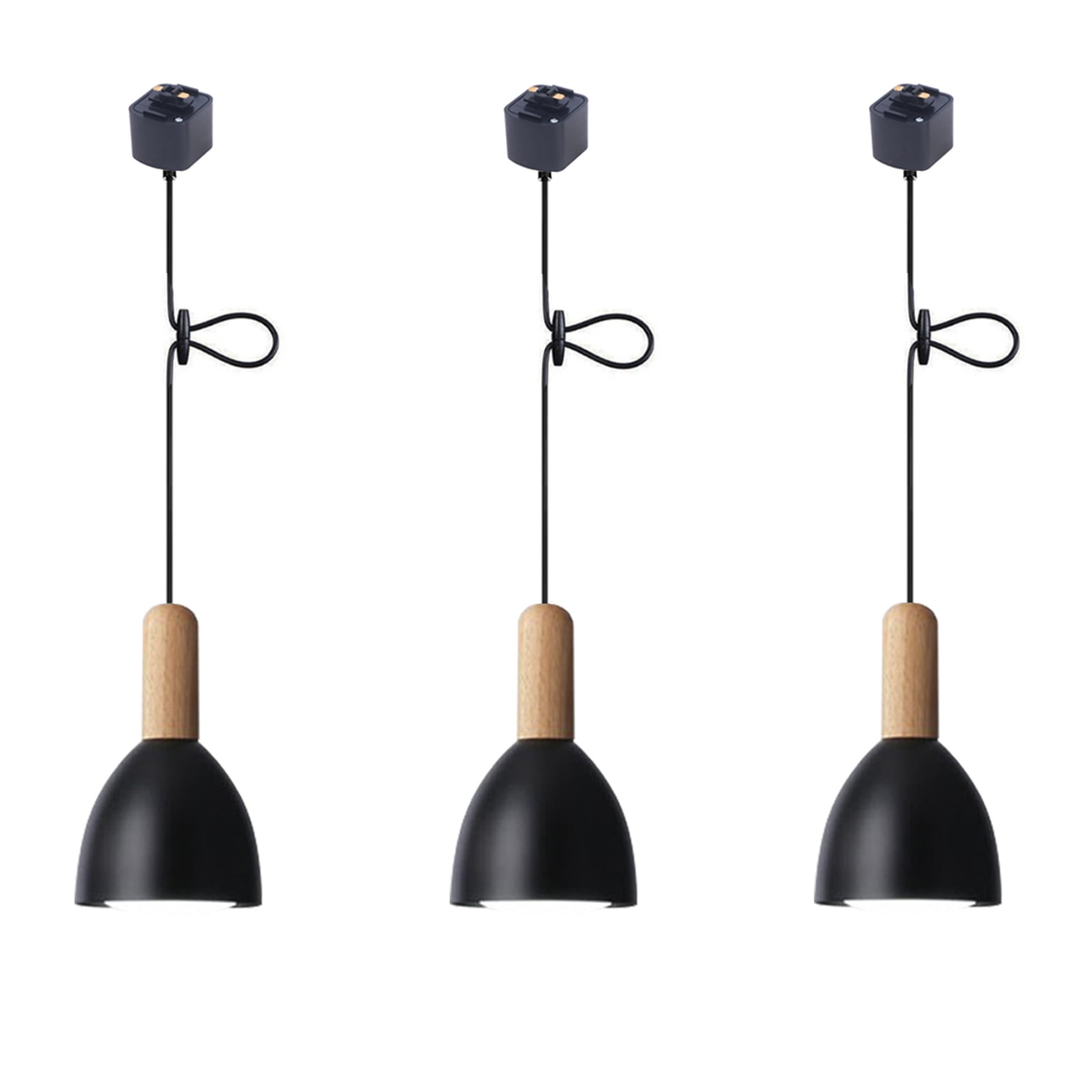 JLOWCO Modern Adjustable Height H Track Pendant Lighting for Kitchen Island 3 Pack Light Fixture Dining RoomPendant Lights Kitchen Island Black Farmhouse (LED Bulb Include)
