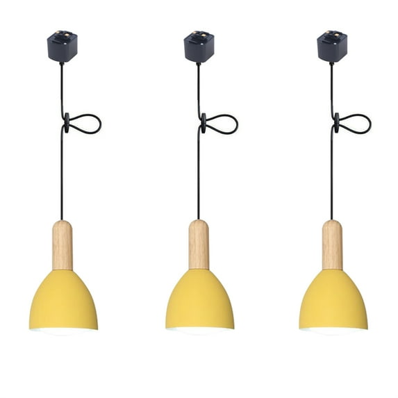 JLOWCO Modern Adjustable Height H Track Pendant Lighting for Kitchen Island 3 Pack Light Fixture Dining RoomSmall Yellow Pendant Light Fixtures (LED Bulb Include)