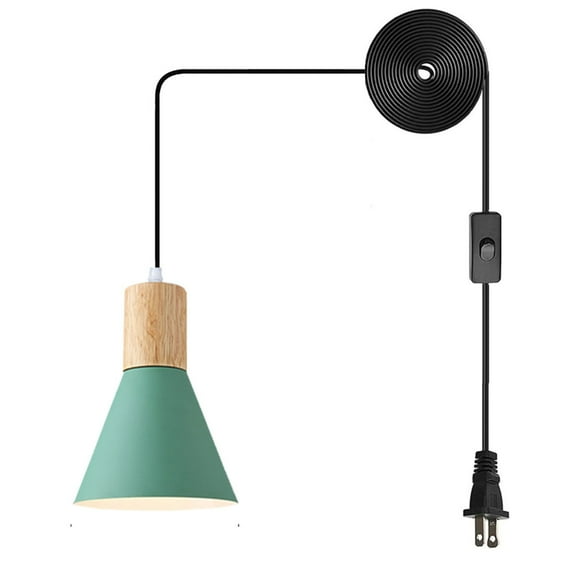 JLOWCO Plug in Pendant Light Modern Hanging Lights with Plug in Cord Bedroom Farmhouse Light Fixtures Kitchen Mini Green Light Fixture Dining Room (LED Bulb Include)