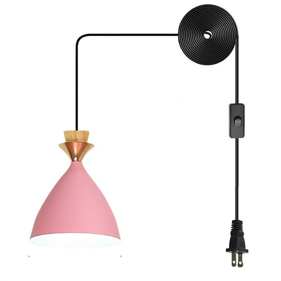 JLOWCO Plug in Pendant Light Modern Hanging Lights with Plug in Cord Bedroom Farmhouse Light Fixtures Kitchen Pink Pendant Lighting for Kitchen Island (LED Bulb Include)