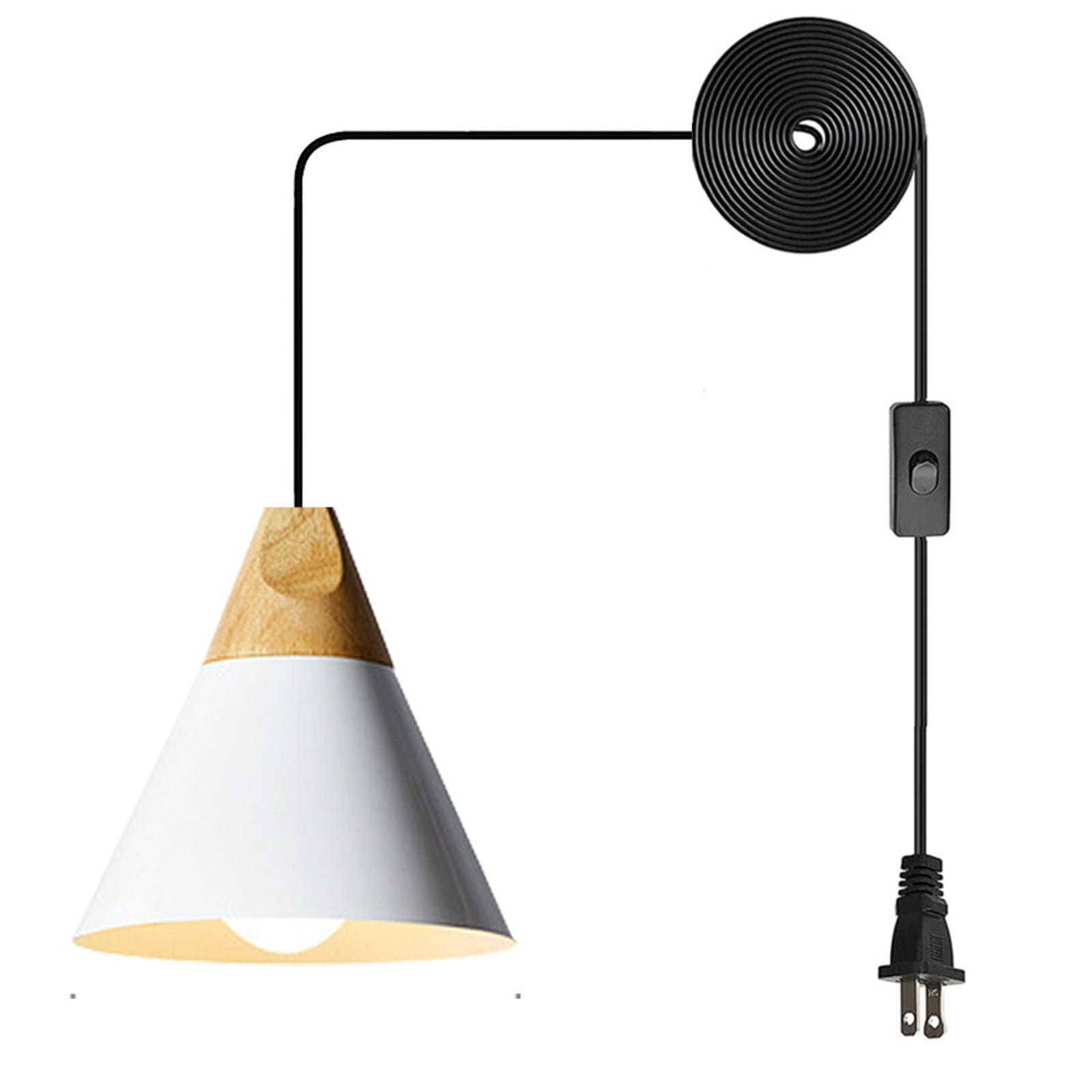 JLOWCO Plug in Pendant Light Modern Hanging Lights with Plug in Cord Bedroom Farmhouse Light Fixtures Kitchen Rustic Pendant Lights Kitchen Island White (LED Bulb Include)