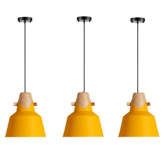 JLOWCO Set of 3 Single Pendant Lights Kitchen Island,farmhouse 3 Light Pendant Over Sink Lighting Fixtures Kitchen,Hanging Kitchen Light Fixture Yellow (LED Bulb Include)
