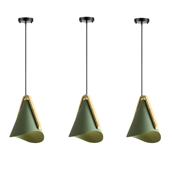 JLOWCO Set of 3 Single Pendant Lights Kitchen Island,farmhouse 3 Light Pendant Over Sink Lighting Fixtures Kitchen,Industrial Green Lights for Ceiling (LED Bulb Include)