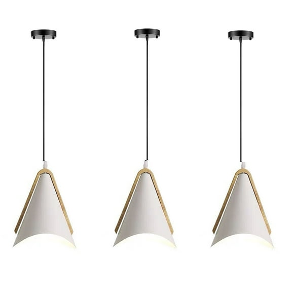 JLOWCO Set of 3 Single Pendant Lights Kitchen Island,farmhouse 3 Light Pendant Over Sink Lighting Fixtures Kitchen,Led Kitchen Hanging Lights White (LED Bulb Include)