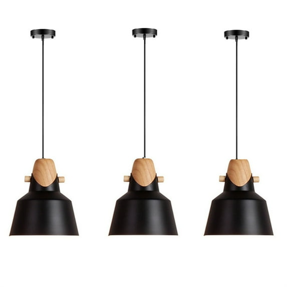 JLOWCO Set of 3 Single Pendant Lights Kitchen Island,farmhouse 3 Light Pendant Over Sink Lighting Fixtures Kitchen,Modern Light Fixture Led Black Lights (LED Bulb Include)