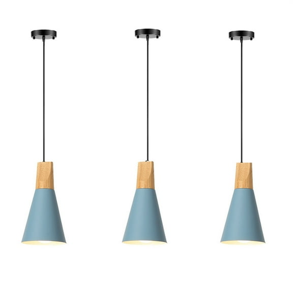 JLOWCO Set of 3 Single Pendant Lights Kitchen Island,farmhouse 3 Light Pendant Over Sink Lighting Fixtures Kitchen,Over Kitchen Sink Light Blue (LED Bulb Include)