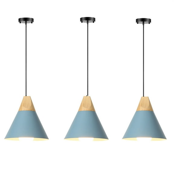JLOWCO Set of 3 Single Pendant Lights Kitchen Island,farmhouse 3 Light Pendant Over Sink Lighting Fixtures Kitchen,Over the Sink Light Fixtures Kitchen Blue (LED Bulb Include)