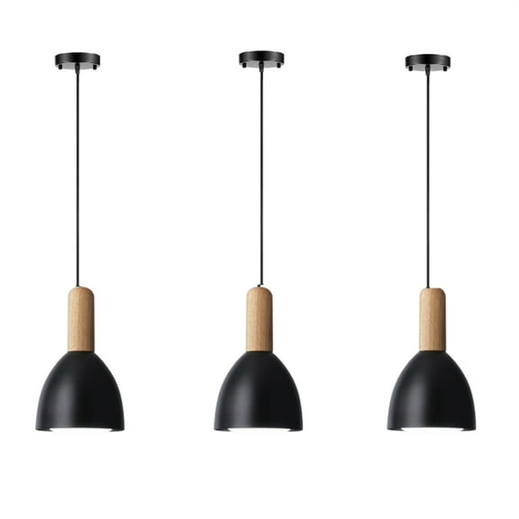 JLOWCO Set of 3 Single Pendant Lights Kitchen Island,farmhouse 3 Light Pendant Over Sink Lighting Fixtures Kitchen,Pendant Lights Kitchen Island Black Farmhouse (LED Bulb Include)
