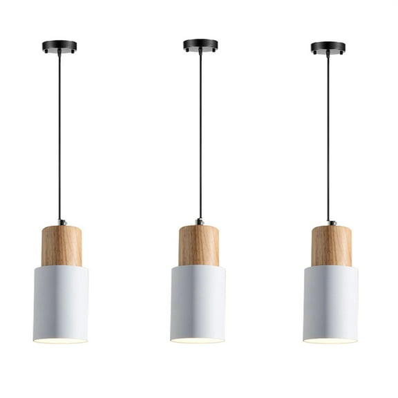 JLOWCO Set of 3 Single Pendant Lights Kitchen Island,farmhouse 3 Light Pendant Over Sink Lighting Fixtures Kitchen,Pendant Lights Kitchen Island White (LED Bulb Include)
