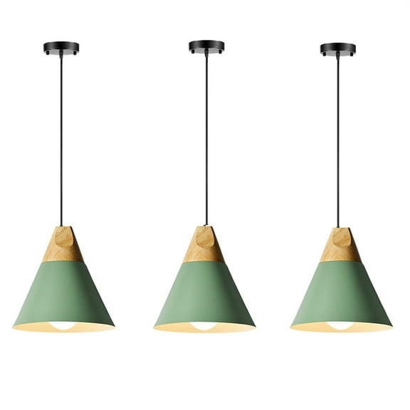 JLOWCO Set of 3 Single Pendant Lights Kitchen Island,farmhouse 3 Light Pendant Over Sink Lighting Fixtures Kitchen,Retro Green Hanging Light Fixtures Ceiling (LED Bulb Include)
