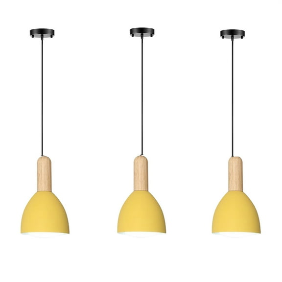 JLOWCO Set of 3 Single Pendant Lights Kitchen Island,farmhouse 3 Light Pendant Over Sink Lighting Fixtures Kitchen,Small Yellow Pendant Light Fixtures (LED Bulb Include)