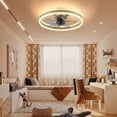 thumbnail image 1 of JLPAN Ceiling Fans with Lights,  Low Profile Flush Mount Modern Bladeless Ceiling Fan and Remote Control, 19.7" Dimmable  LED 3 Colors and 6 Speeds - Gold, 1 of 10