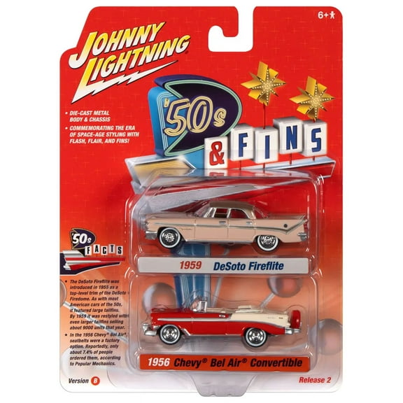 Johnny Lightning 1:64 1959 Desoto Fireflite 1956 Chevy Bel Air 2Car Set Series B