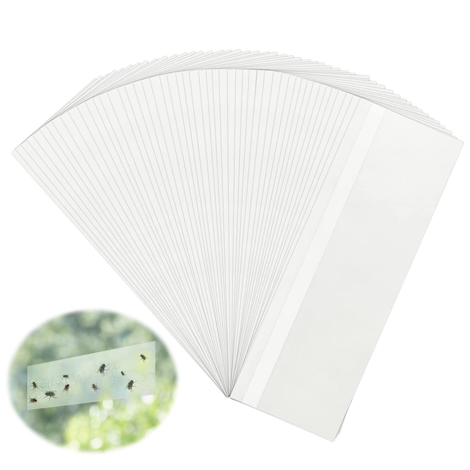 JLSJ 50 Pcs Window Fly Traps for Indoor, Fly Paper Sticky Strips, Fly Catcher Clear Windows Trap for Home