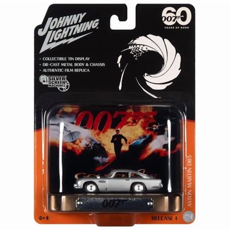 Aston Martin DB5 RHD (Right Hand Drive) Silver Metallic 007 (James Bond) "GoldenEye" (1995) Movie with Collectible Tin Display "Silver Screen Machines" Series 1/64 Diecast
