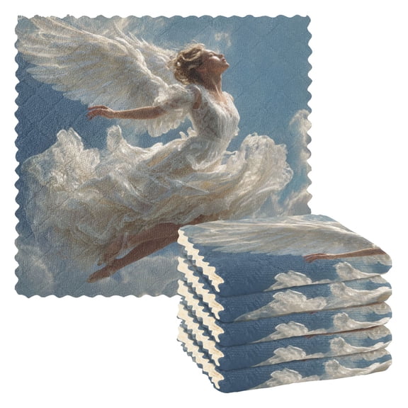 JLWWHD Angel Falling Kitchen Towels 6pcs Ultra Soft Absorbent Quick Drying Dish Cloths 1111inch
