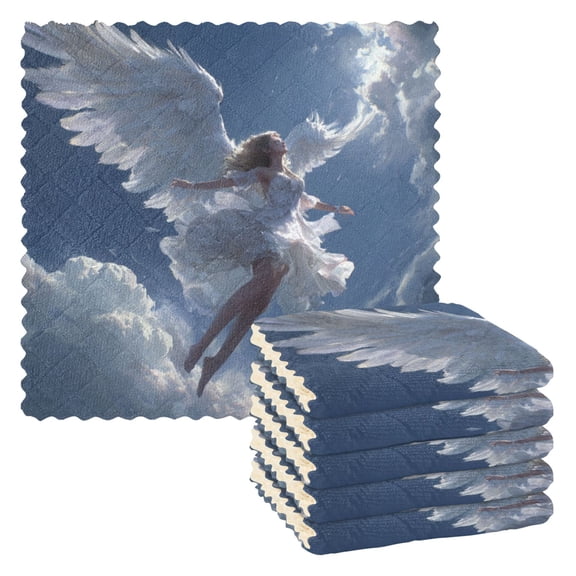 JLWWHD Beautiful Angel Kitchen Towels 6pcs Ultra Soft Absorbent Quick Drying Dish Cloths 1111inch