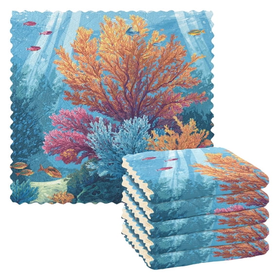 JLWWHD Colorful Coral Reef Kitchen Towels 6pcs Ultra Soft Absorbent Quick Drying Dish Cloths 1111inch