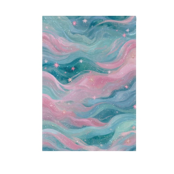 JLWWHD Pastel Blue and Pink Waves Birthday party garden flags outdoor patio decoration flags12x18in