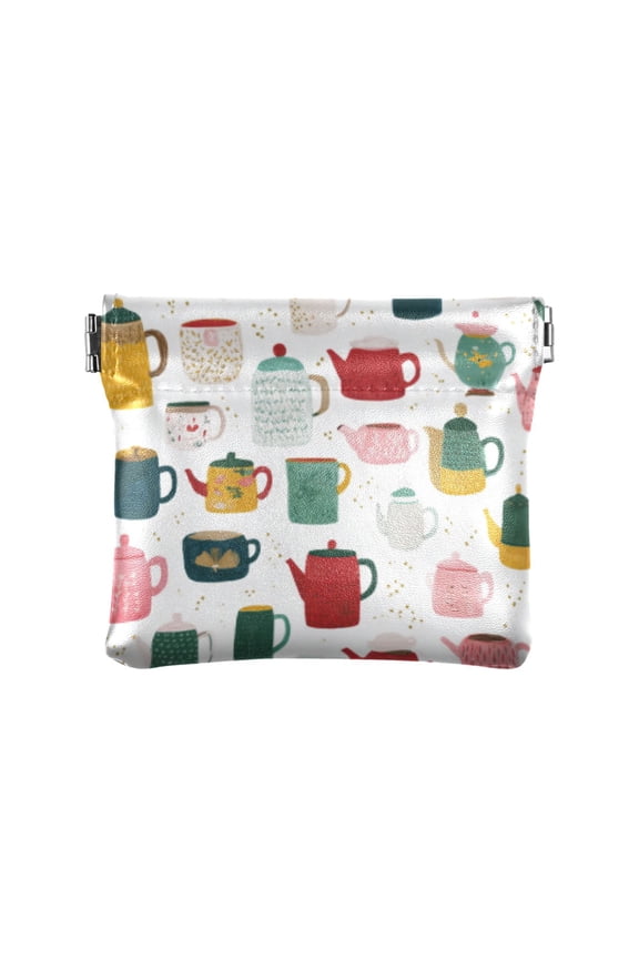 Whimsical Mugs and Teapots Women's Coin Purses & Pouches - Wallets Card Cases with RFID Blocking - Slim Money Organizers for Daily Use