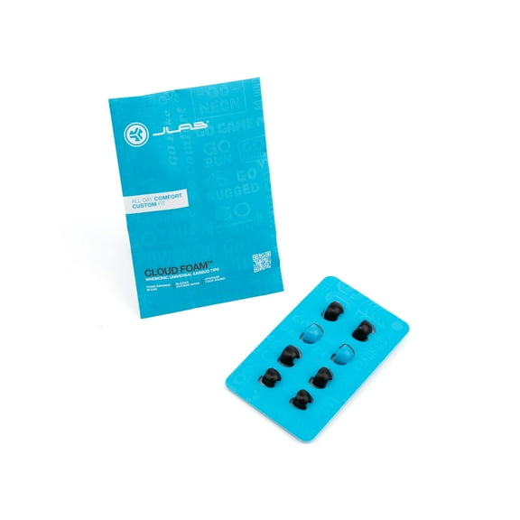 JLab Cloud Foam Mnemonic Universal Earbud Tips, Black/Blue