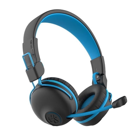 JLab Audio JBuddies Play Gaming Wireless Kids Headset | Blue | 22+ Hour Bluetooth 5 Playtime 60ms Super-Low Latency for Mobile Gameplay | Retractable Boom Mic | AUX Cord Compatible w/ Gaming Consoles