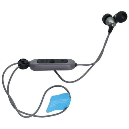 JLab Audio Metal Bluetooth Wireless Rugged Earbuds - Gunmetal - Titanium 8mm Drivers 6 Hour Battery Life Bluetooth 4.1 IP55 Sweat Proof Rating Extra Gel Tips and Cush Fins