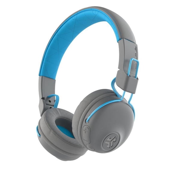 JLab Studio On-Ear Headphones, 30+ Hour Bluetooth Playtime, Touch Controls, Gray/Blue