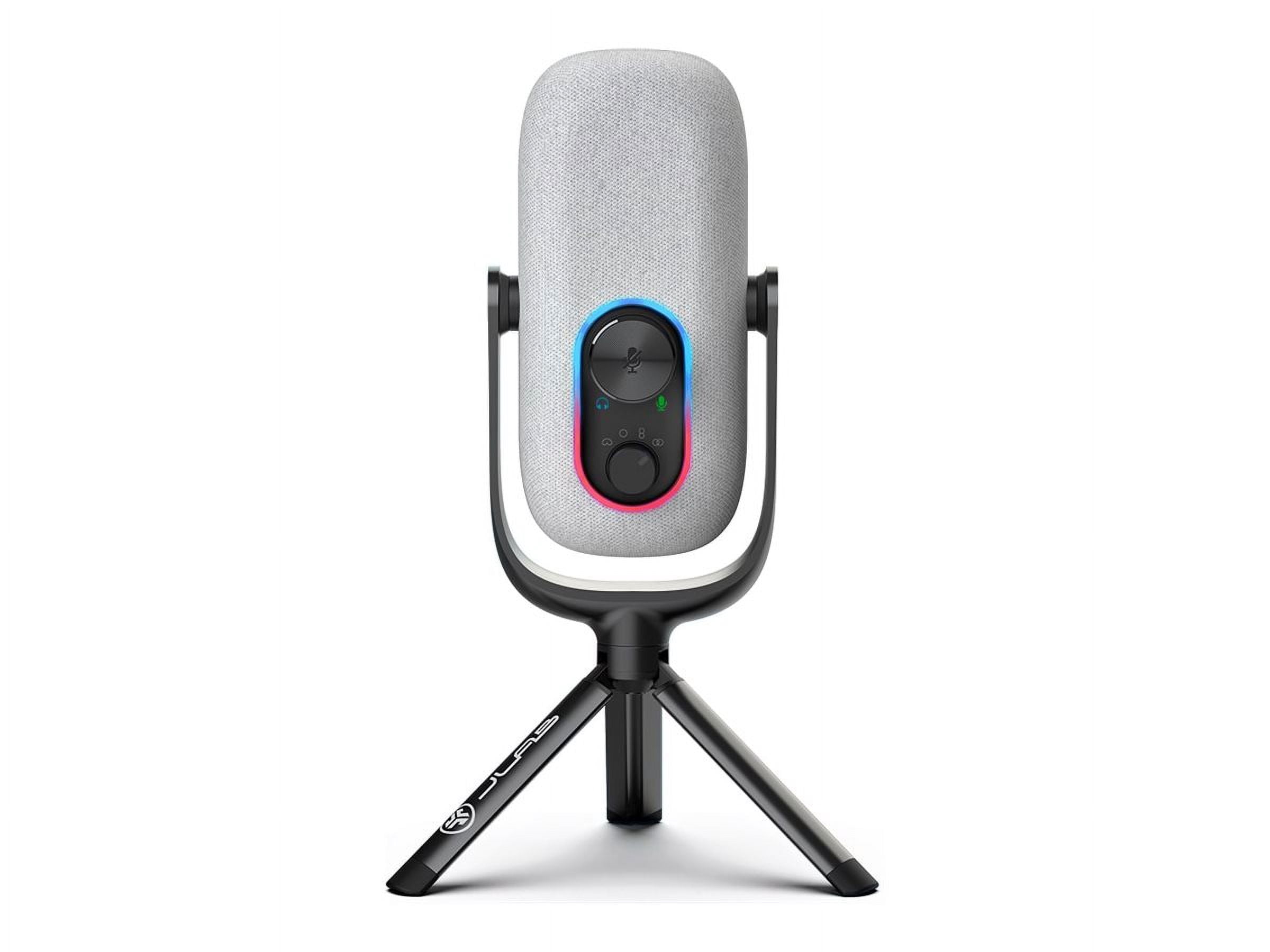 JLab Epic Talk Gaming, Podcasting & Streaming Microphone, Professional Grade Recording Mic, 92kHz/24BIT Clarity, 4+ft USB-C Cable, Versatile Mounting, 4 Directional Pattern Modes, Gain Control, White