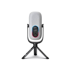 JLab Epic Talk Gaming, Podcasting & Streaming Microphone, Professional Grade Recording Mic, 92kHz/24BIT Clarity, 4+ft USB-C Cable, Versatile Mounting, 4 Directional Pattern Modes, Gain Control, White