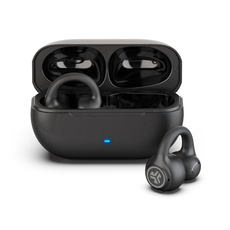 JLab Flex Open Earbuds, Black, Open-Ear Clip Design, 21+ Hr