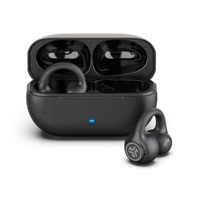 JLab Flex Open Earbuds, Black, Open-Ear Clip Design, 21+ Hr Playtime, IPX4, Multipoint, Clear Calls, Fast Pair